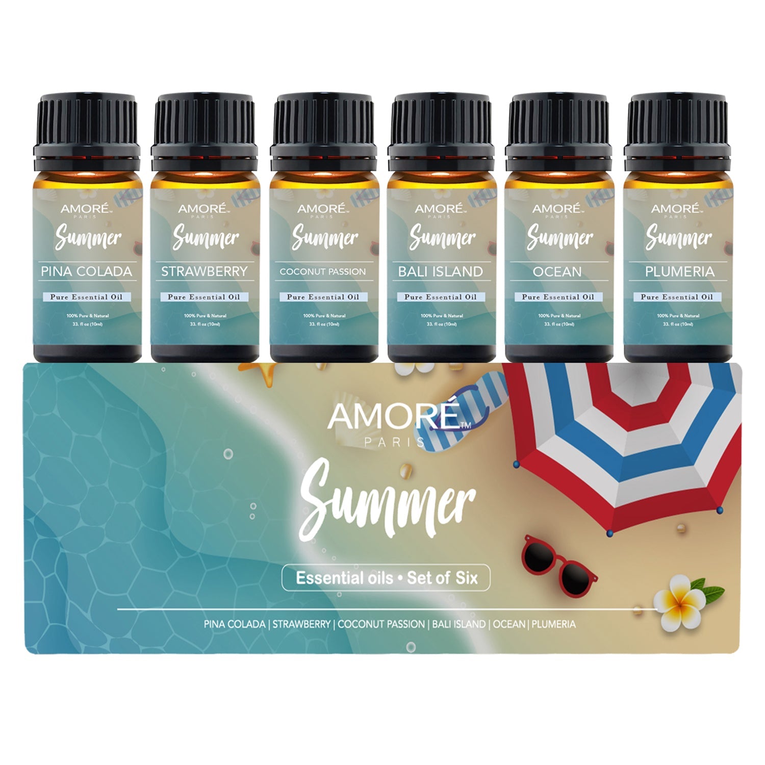 6-Pack: Summer Vibe Fresh Scented Aromatherapy Essential Oil Gift Set