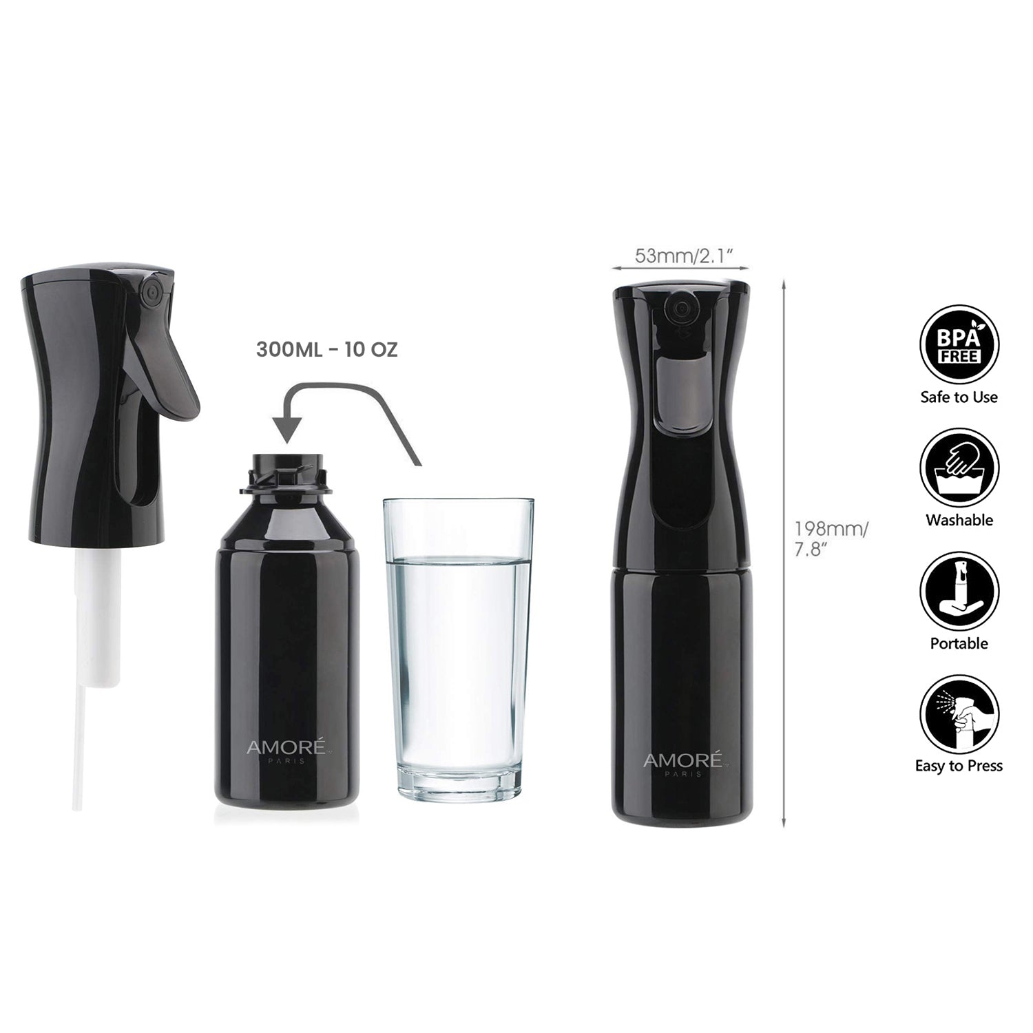 2-Pack: 360 Continuous Hair Fine Mister Spray Bottle For Hairstyling