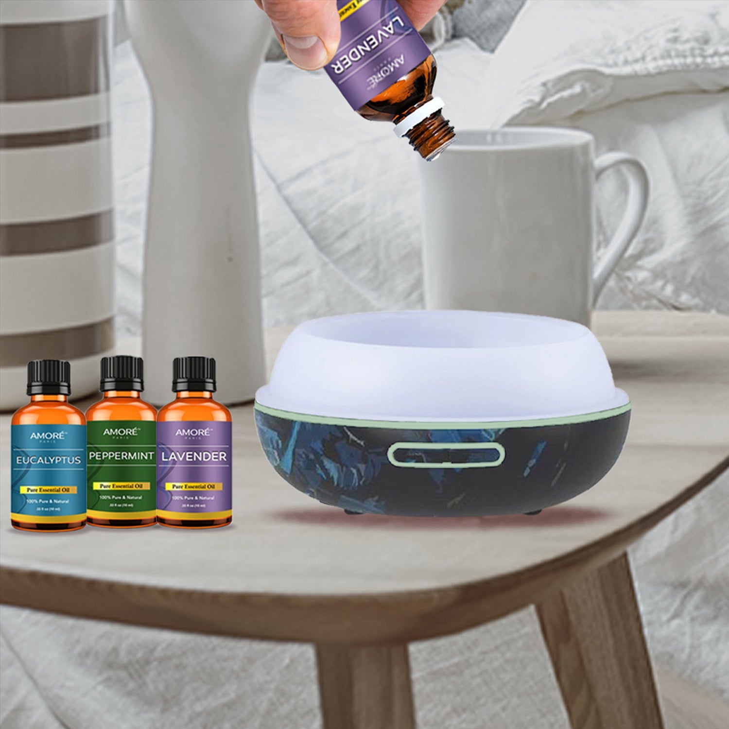 Starry Night Ultrasonic Aromatherapy Diffuser With Essential Oils Set