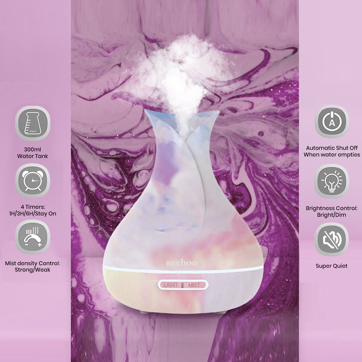 Tie Dyed Ultrasonic Aromatherapy Mist Diffuser With Essential Oils Set