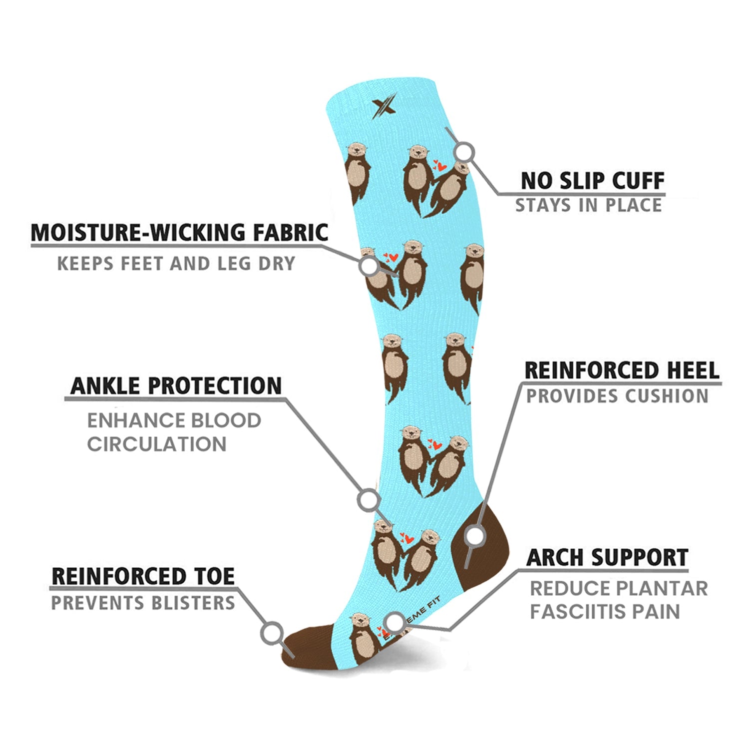 3-Pairs: Fun and Love All Day Wear Relax Comfortable Compression Socks