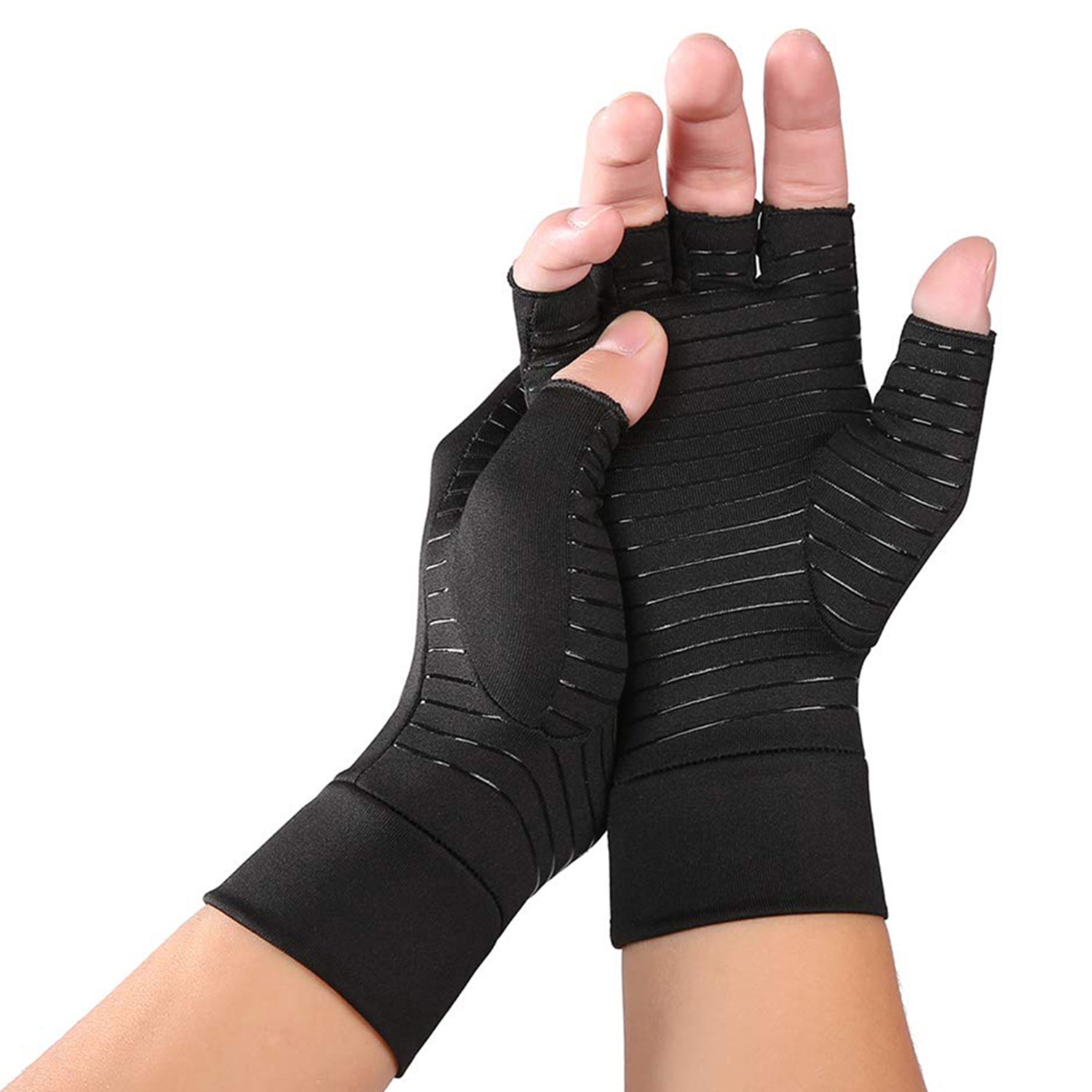 2-Pair Copper Infused Therapeutic Compression Gloves For Men & Women