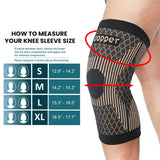 1 Pair Copper Breathable Recovery Pain Relief Knee Support Brace Sleeve
