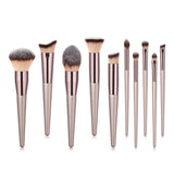 Everyday Use Coffee-Colored Glow Makeup Brush Set (10-Piece)