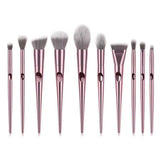 10-Piece: Metallic Premium Cosmetic Foundation Makeup Brushes Set