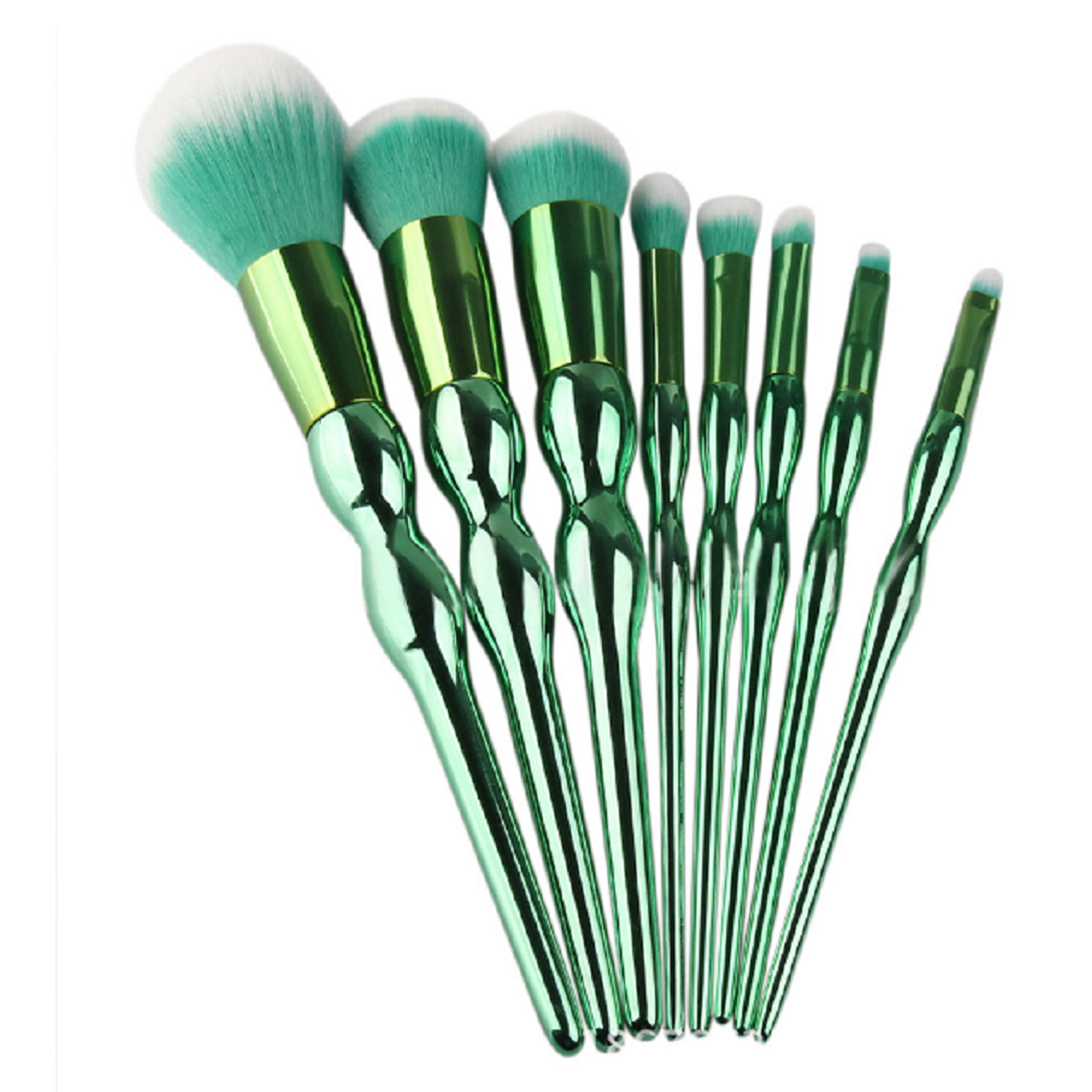 8-Piece: Professional Emerald-Colored Makeup Brush Set