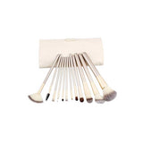 12-Piece: Professional Champagne-Colored Makeup Brush Set