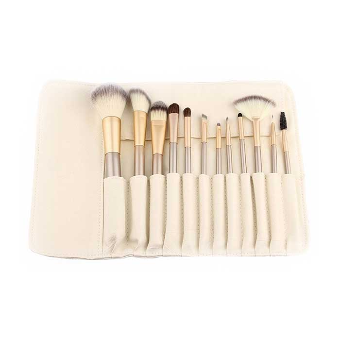 12-Piece: Professional Champagne-Colored Makeup Brush Set